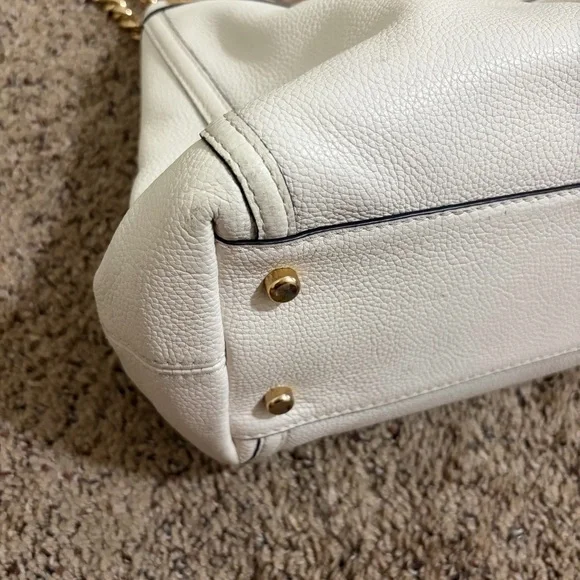 Coach Turnlock Edie Shoulder Bag, White with Chains - Picture 7 of 16